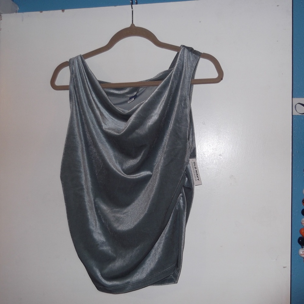 Old Navy Shimmering Gray Drape Blouse